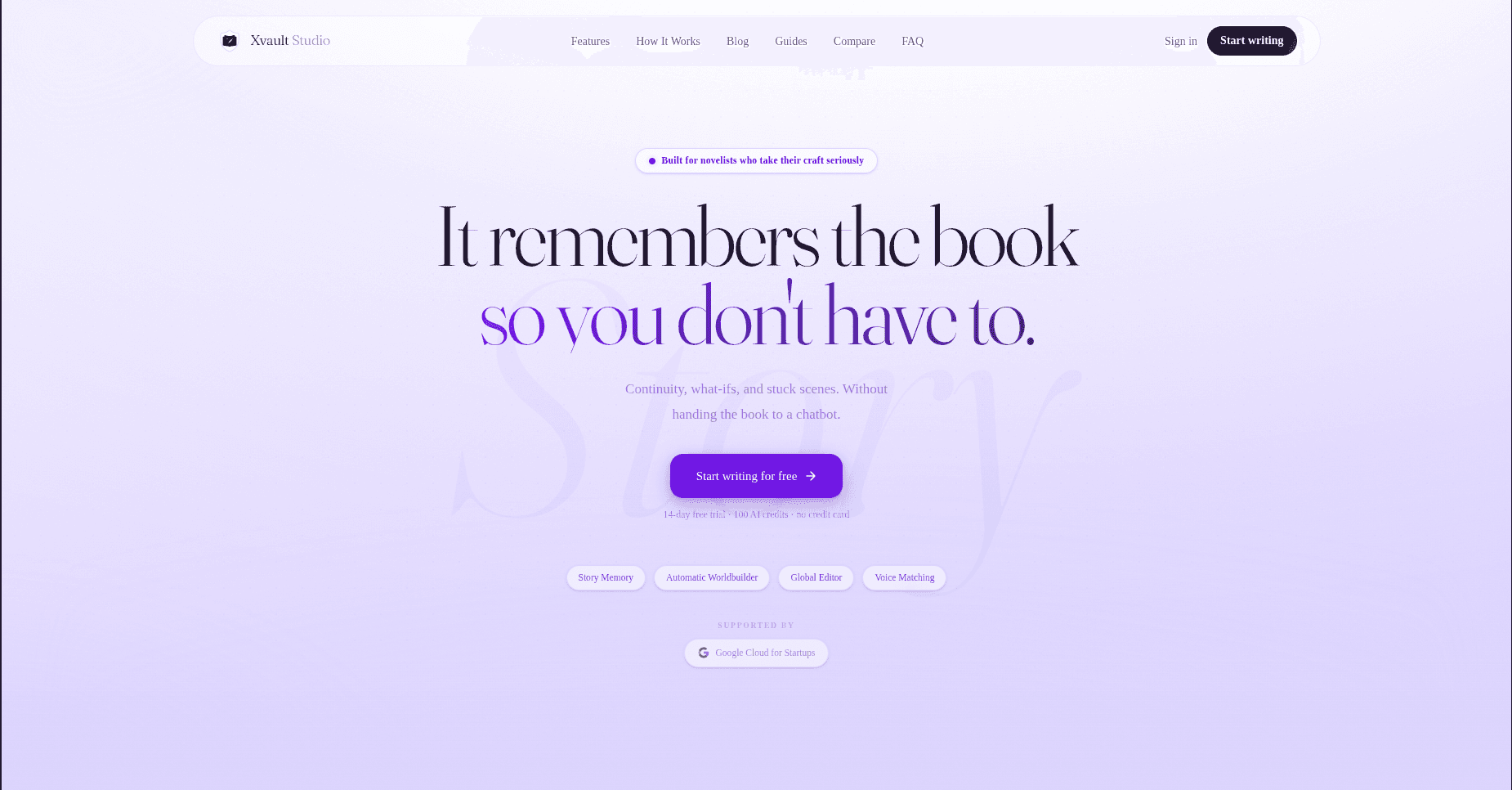 Desktop view of the Xvault Studio website